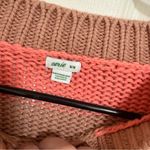 Aerie Coral Pink and Tan Striped Knit Oversized Sweater Photo 1