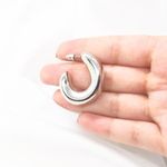 Curved Chunky Silver Hoop Earrings Photo 1