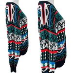 Vintage 70s Sasson Fair Isle V Neck Cardigan Sweater Oo La La Small Retro Black Photo 7