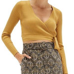 MINKPINK  brown gold ribbed wrap top Photo 0