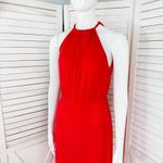 Charlotte Russe  Tie Neck Halter Maxi Dress Coral Orange Small Sleeveless Photo 5