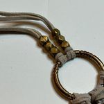 Noonday Long Gray Pendant Fringe Boho Leather Dream Catcher Woven Indian Aztec Photo 4