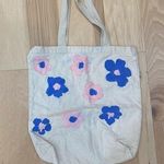 Daisy Hand painted  tote bag blue and pink Photo 0