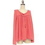 Free People  We The Free Coral Thermal Henley Babydoll Top Size Medium EUC Photo 4