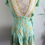 Saints + Secrets  Wrap Dress Women's Size S Short Sleeve Floral Print Mini Blue‎ Photo 0