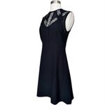 Sandro Enna Black Dress Crepe Chantilly Lace Fit & Flare Sleeveless FR 40 Large Photo 6