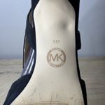 Michael Kors  Black Suede Peep Toe Platform Heels Gold Buckle Dress Shoes Size 9M Photo 9