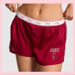 PINK - Victoria's Secret 🍎PINK VICTORIA’S SECRET Silky Pajama Shorts Red With Bling Apple & “PINK” Logo L Photo 0
