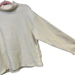 Madewell  Cream Ottoman Ribbed Knit Funnel Neck Drop-Shoulder Oversize Top Size S Photo 5