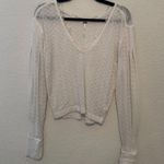 Free People White Lace Trim Cropped Long Sleeve Top Photo 0