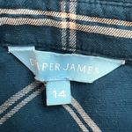 Draper James  Blue & White Windowpane Plaid Flannel Button Up Shirt Photo 6