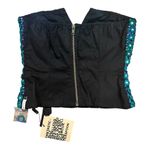 One Teaspoon Blue Green Sequin Embroidered strapless crop top zipper Small NWT Photo 1