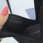 Lucky Brand Baley Black Suede Perforated V Cut Ankle Boots 12M Chop Out Boho Photo 2