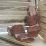 Madewell  Brown Leather Woven Slide Sandals with Block Heels, size 8 Photo 1