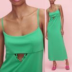 ZARA | Green Slinky Cutout Maxi Dress, Size M Photo 1