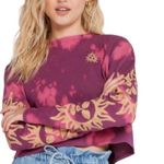 Urban Outfitters Cropped Waffle Knit Pullover Sun Print Size Medium/Large Photo 0