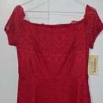 Rewind Lace Dress Off The Shoulder RED Midi Dress Juniors Women’s L Large Photo 2