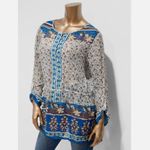 Lucky Brand Floral Boho Peasant Long Sleeve Blouse Gypsy Savannah Top Size XL Photo 2