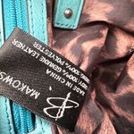 B Makowsky Bright Teal Blue Soft Leather Slim Ruched Front Studded Crossbody Bag Photo 2