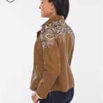 Chico's Faux-Leather embroidered Jacquard Moto Jacket size 0 Photo 5