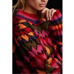 Farm Rio  Full Of Hearts Jacquard Sweater Rainbow Wool Blend Juliet Sleeves XS Photo 7