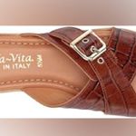 Bella Vita  Italy Sandals Slides Slip On Cross Strap Brown Leather Size 9N Narrow Photo 9