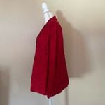 Chico's  Design Red Embroidered Long Sleeve Button Down Shirt Sz 2 Holiday Top Photo 4