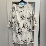 Ralph Lauren LRL Lauren Artsy Floral Print Bell-Sleeve Crepe Dress Size 14 NWT Photo 2