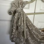 Mac Duggal Ieena  Champagne and Silver Sequin One Shoulder Gown Size 8 Photo 5