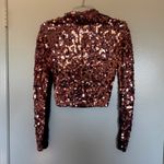 Smythe Blocked Paillette Mock Neck Top in Copper Size Small Orange Photo 2