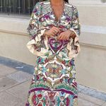 ZARA  Bohemian ruffled  Patterned Maxi Dress casual summer vacation Photo 0