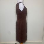 Liz Claiborne  Brown Embroidered Chiffon Shift Dress Sz 6 Vintage 90s Photo 3