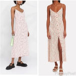 Ganni Printed Georgette Button-Front Slip Dress in Egret Womens Midi Size Small Photo 1