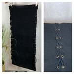 Alice + Olivia  Women's Black Knit Straight Side Tie Midi Skirt S Photo 1