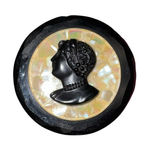 Brooch / Mourning Cameo Brooch / Victorian / 1800s / Opal flakes / Antique Black Photo 0