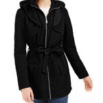 NEW Jou Jou Black Juniors Hooded Trench Coat Photo 0