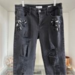 Guess Sexy Curve Bejeweled Distressed Black Jeans Size 30 Destroyed Knee Grunge Photo 1