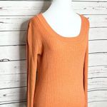 Merona Coral Ribbed Knit Scoop Neck Sweater Size Medium Orange Peach Photo 2