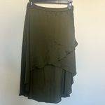 Line and Dot REVOLVE  Pleated Silk Faux-Wrap Olive Green Skirt size Large NEW Photo 1
