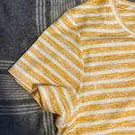 Market & Spruce Women’s White And Yellow Striped T Shirt Photo 3