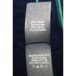 Aerie  Ladies L Knit Top Navy Blue & Green Striped V-Neck Stretch Viscose Popover Photo 6