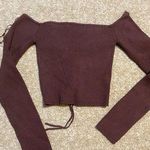 ZARA Long Sleeve Off The Shoulder Scrunched Crop Top Photo 2