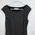 Ann Taylor LOFT  Striped Dress Women Sz LP Sleeveless Lined Black Grey Stripe Photo 2