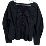 STAUD  Monroe Lace-Up Top Black Corset Peplum Ren Fair Regencycore Goth Size 10 Photo 1