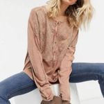 Free People  Free Spirit Henley Top Embroidered Button Oversized Tunic oversized Photo 0