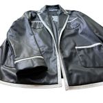 By Egries Faux Vegan Leather jacket Blazer Black Size Large NWT Contrast trim Photo 4