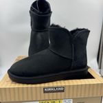 Kirkland Signature Kirkland Women's Shearling Scalloped Edge Suede Boot Booties Black NEW Size 7 Photo 0