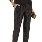 Alice + Olivia Arthur Sequin Pants Black Sequin Dress Pants Size 2 Photo 2
