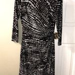 Ralph Lauren Lauren Women’s Patterned Black and White Boatneck Ruched Side Dress Photo 0