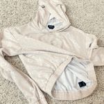 Bebe  cropped hooded logo long sleeve sweatshirt pullover white cream medium Photo 7